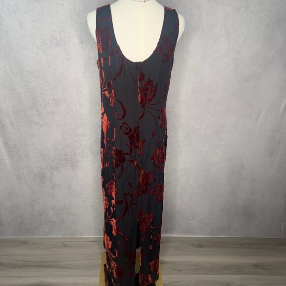 Laura Ashley Vintage Black Burnout Floral Sleeveless Maxi Dress Size 10 - Picture 3 of 4